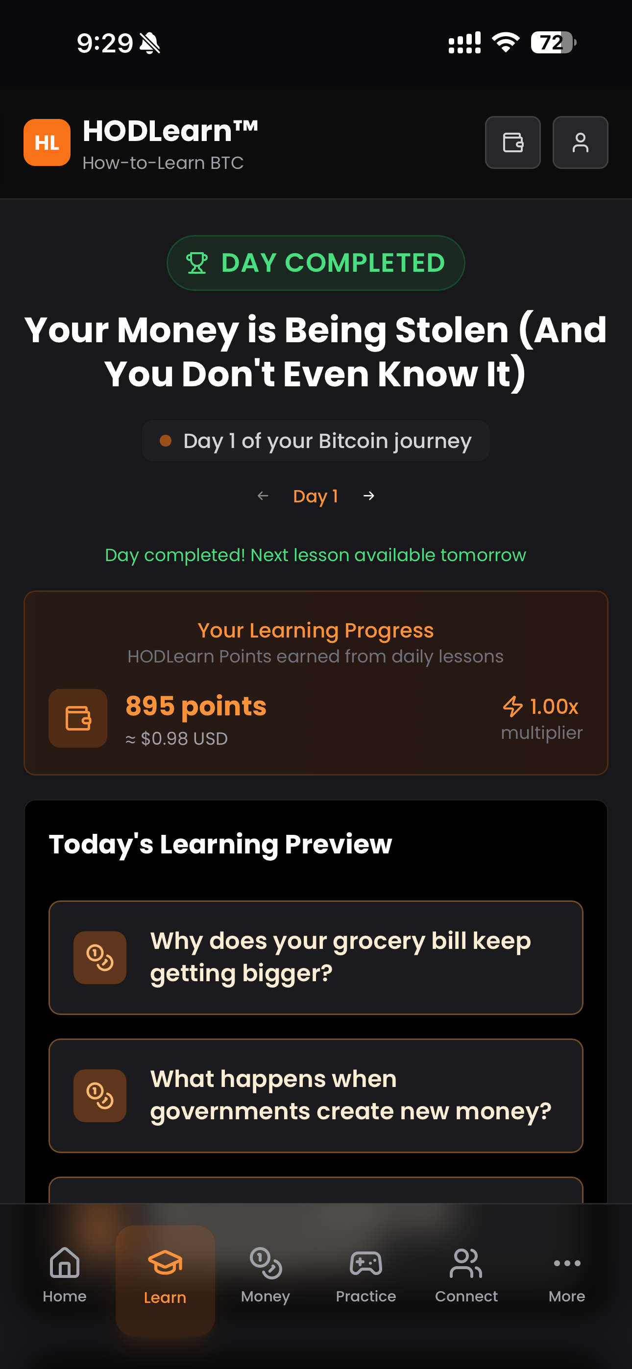 HODLearn App Screenshot